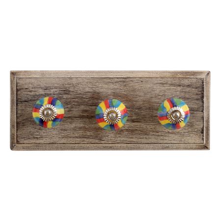 Rangoli Ceramic Wooden Hooks